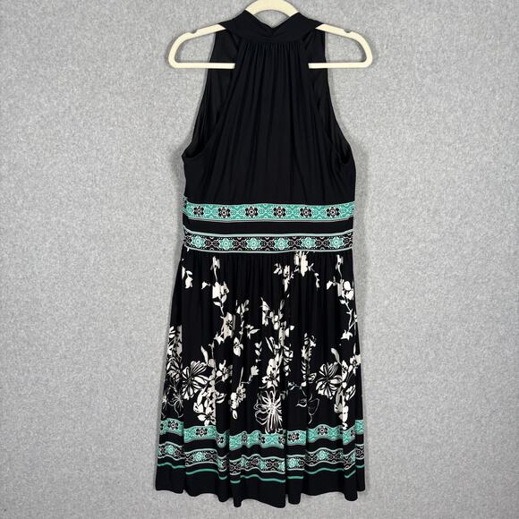 Evan Picone Dress 16 Teal Turquoise Flowy Ruched Slinky Knit Resort Cruise - Picture 8 of 11